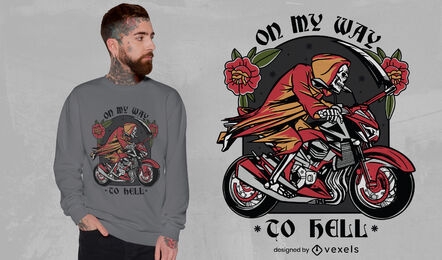 Diseño de camiseta de camino al infierno
