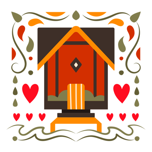 Red cabin flat PNG Design