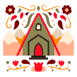 Cabine na floresta plana Desenho PNG