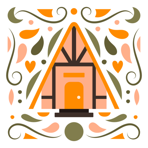 Cabaña en el piso de la naturaleza. Diseño PNG