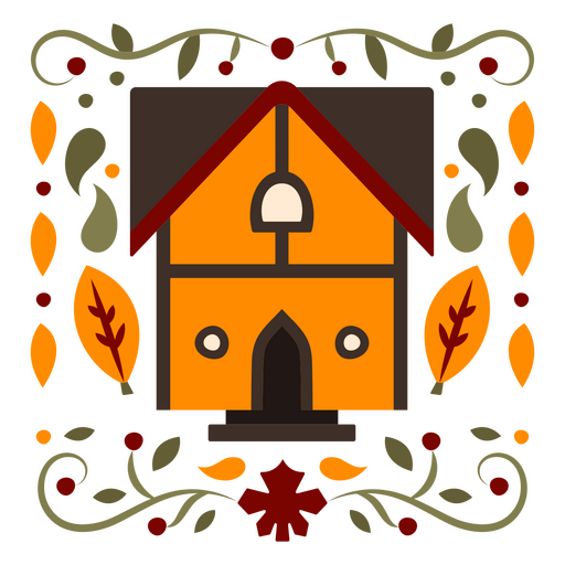 Plano de diseño ornamental de la casa amarilla. Diseño PNG