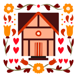 Pink house flat PNG Design
