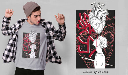 Yuanfen chinesisches Herz-T-Shirt-Design