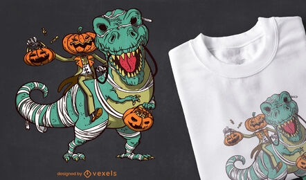 Diseño de camiseta de Halloween Jack O &#39;Lantern y t-rex