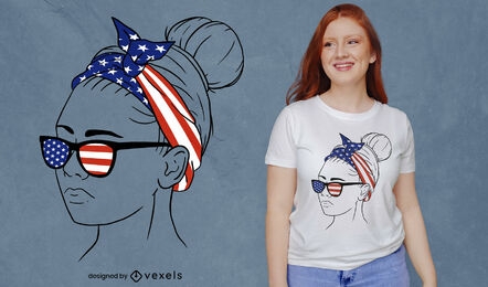 Design de t-shirt feminina com bandana com bandeira americana