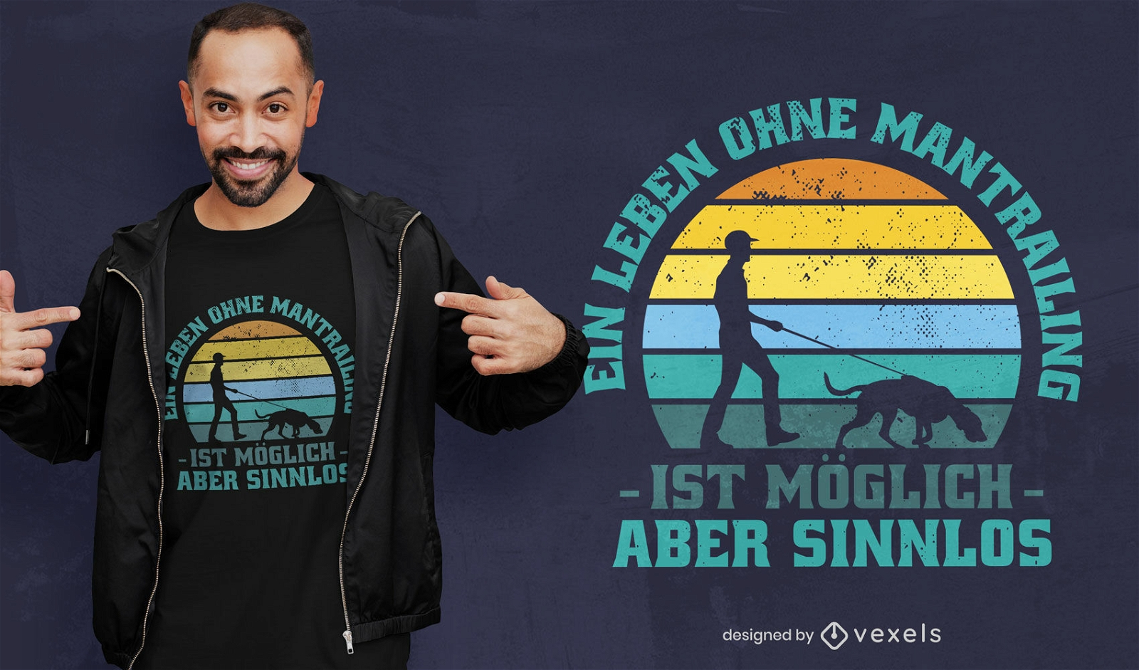 T-Shirt-Design mit deutschem Zitat Mantrailing