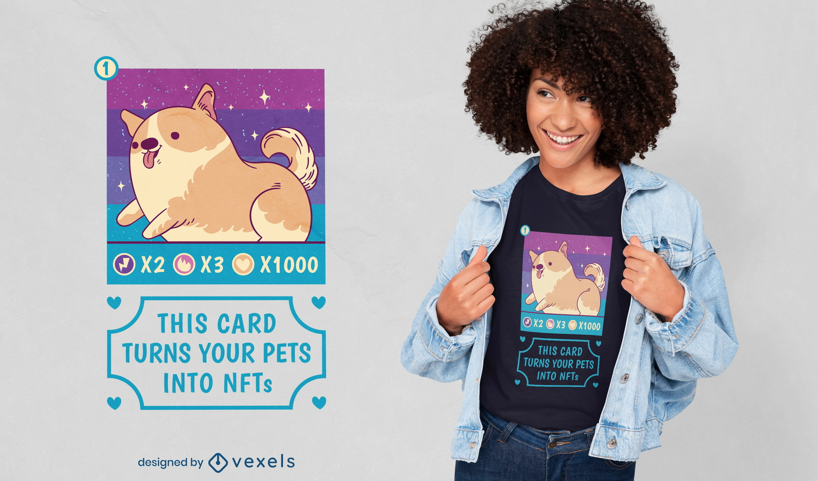 Design fofo de camisetas para animais de estimação NFTs