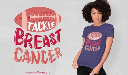 Diseño de camiseta motivacional de cáncer de mama de fútbol.