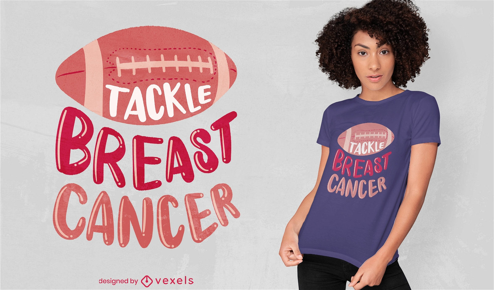 Football breast cancer motivational t-shirt design