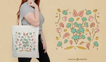 Botanical flowers nature tote bag design