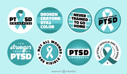 PTSD awareness mental health badge set