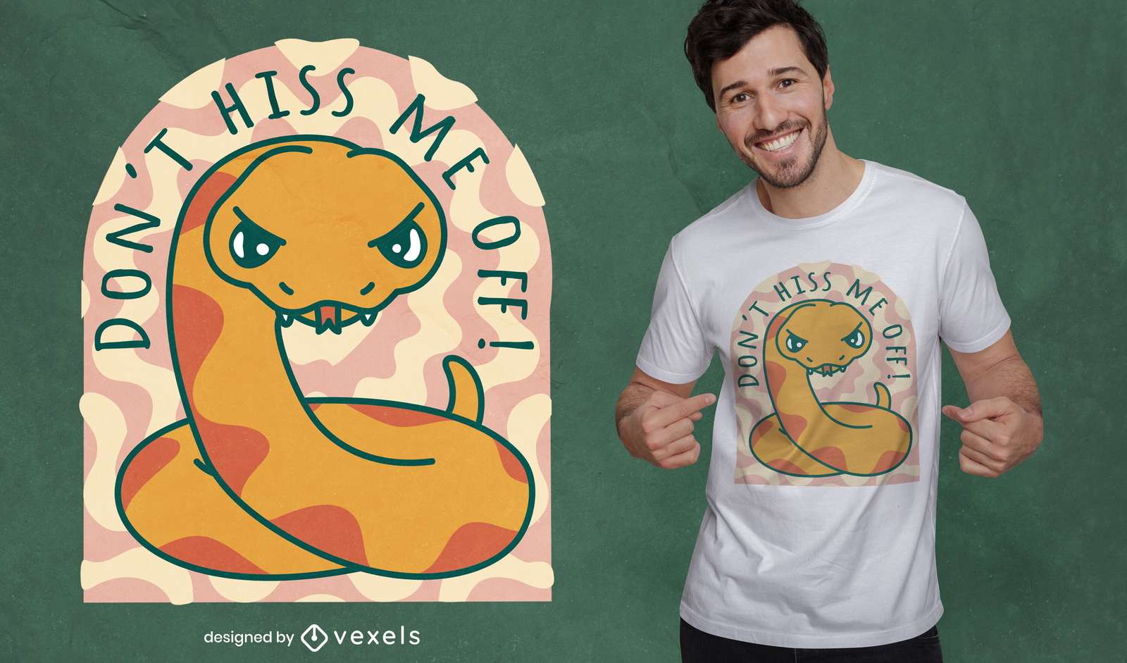 Diseño de camiseta de serpiente de dibujos animados enojado