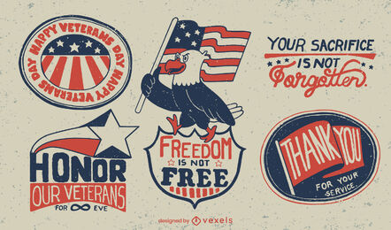Veterans day american holiday badge set
