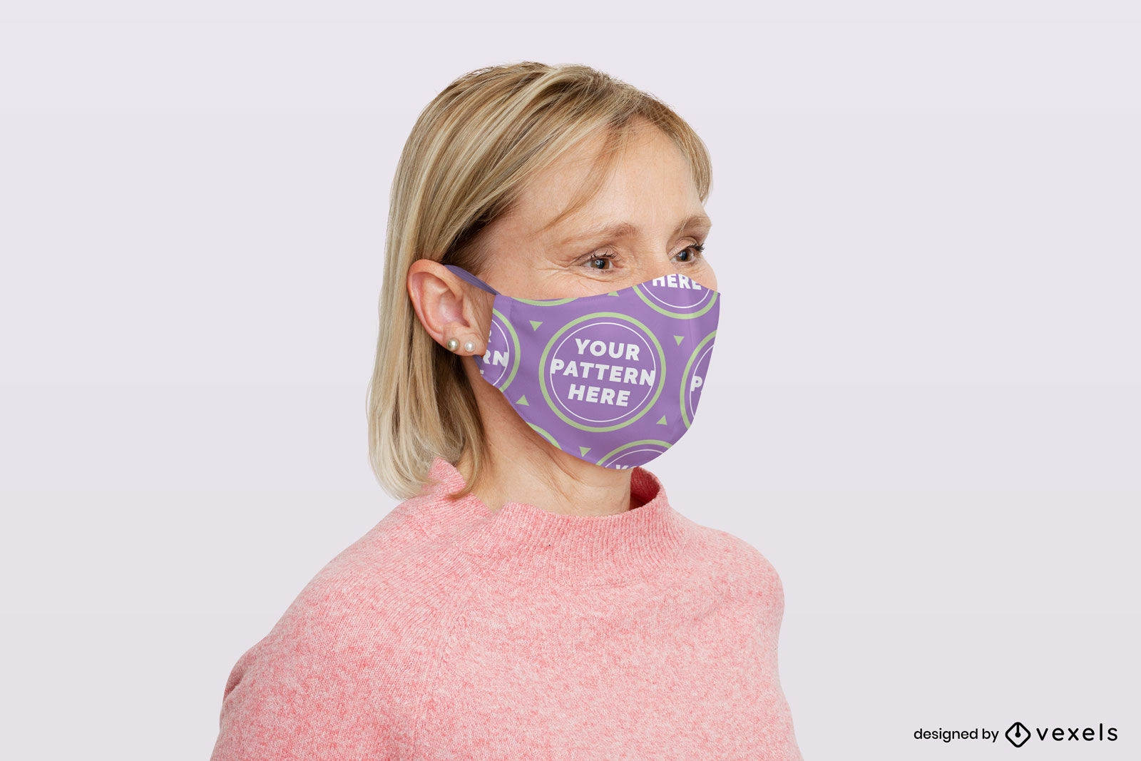 Women in purple face mask mockup