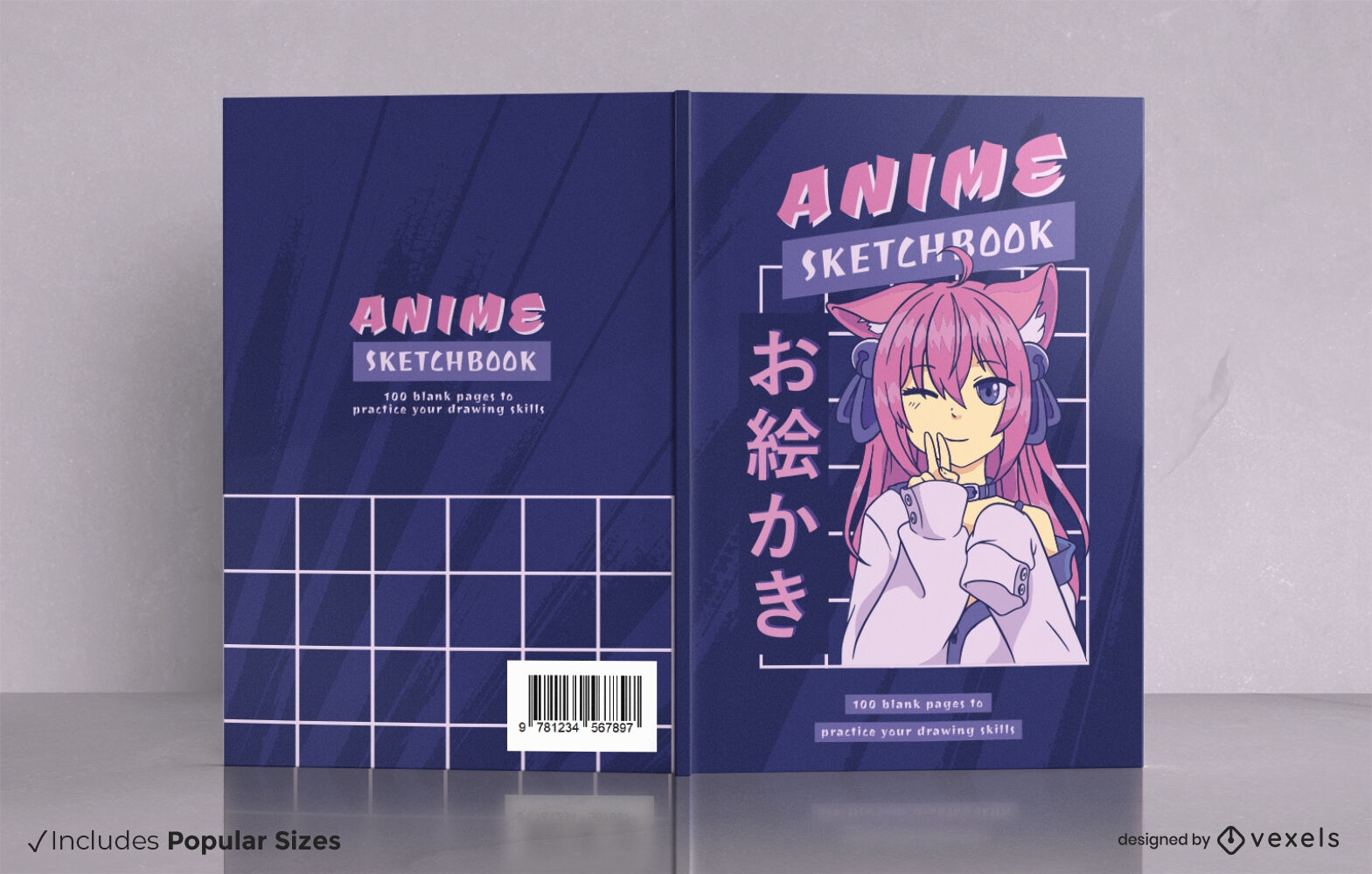 Anime-M?dchen mit Wolfsohren-Buchcover-Design