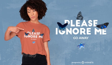 Ignore-me borboletas PSD design de t-shirt