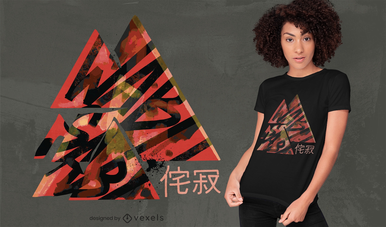Wabi sabi triângulos design de camiseta japonesa