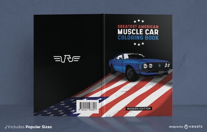 Vintage car on american flag book cover design