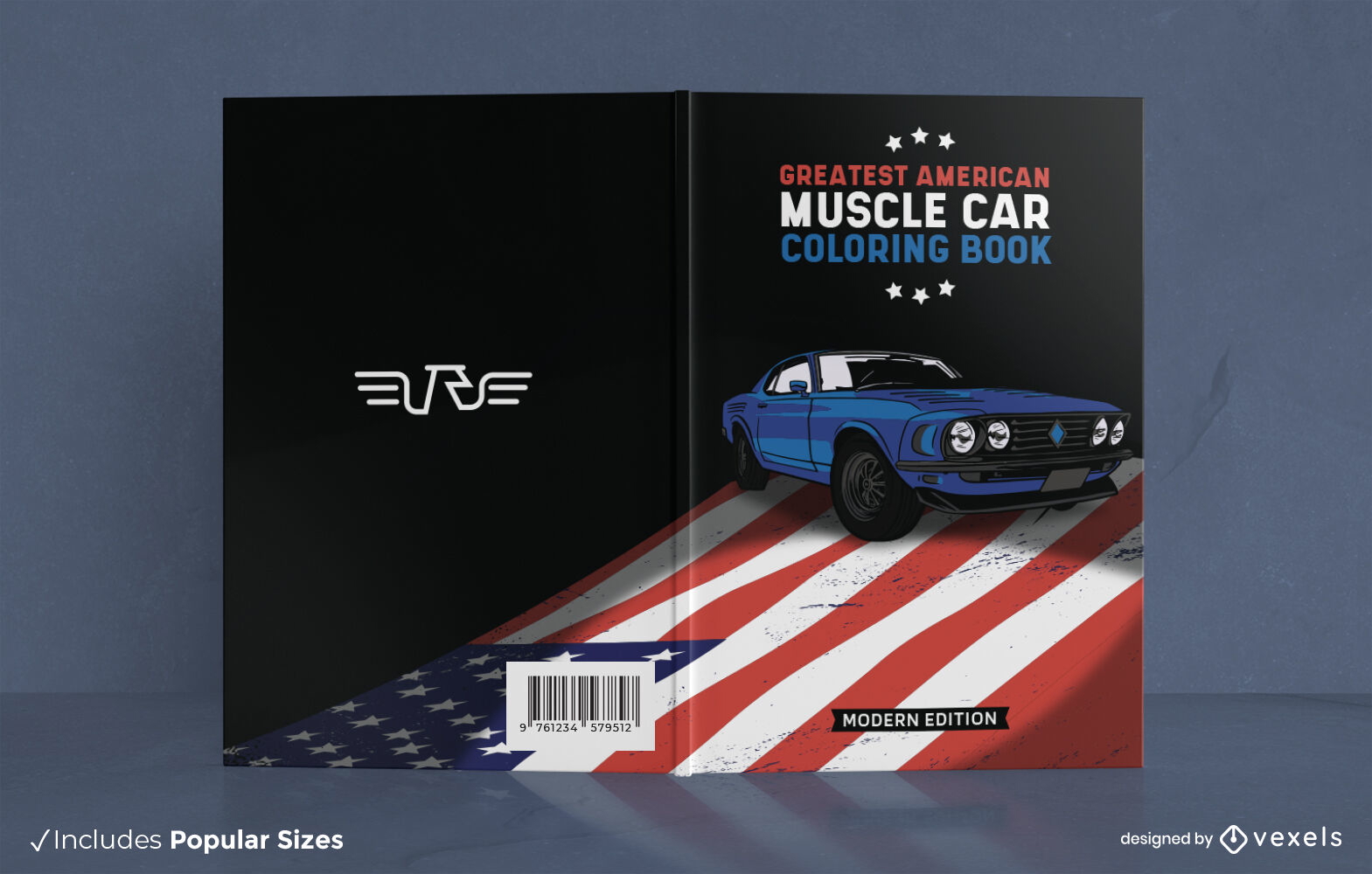 Carro antigo no design da capa do livro da bandeira americana