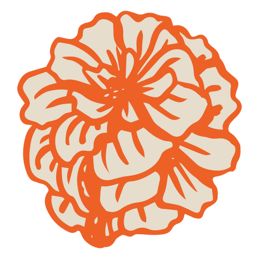 Trazo lleno de flor de clavel naranja y gris del d?a de muertos Diseño PNG