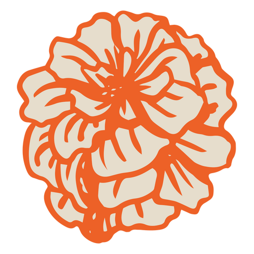 Trazo lleno de flor de clavel naranja y gris del día de muertos Diseño PNG