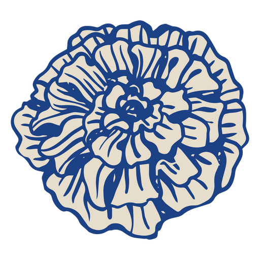 Trazo de color de flor de clavel azul y gris del d?a de muertos Diseño PNG