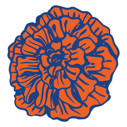 Day of the dead blue and orange carnation flower color stroke