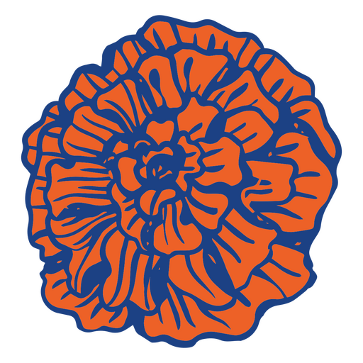 Trazo de color de flor de clavel azul y naranja del d?a de muertos Diseño PNG