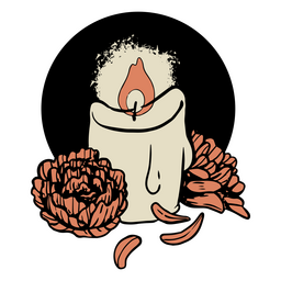 Trazo de color de decoración de velas en blanco y negro del día de muertos Diseño PNG