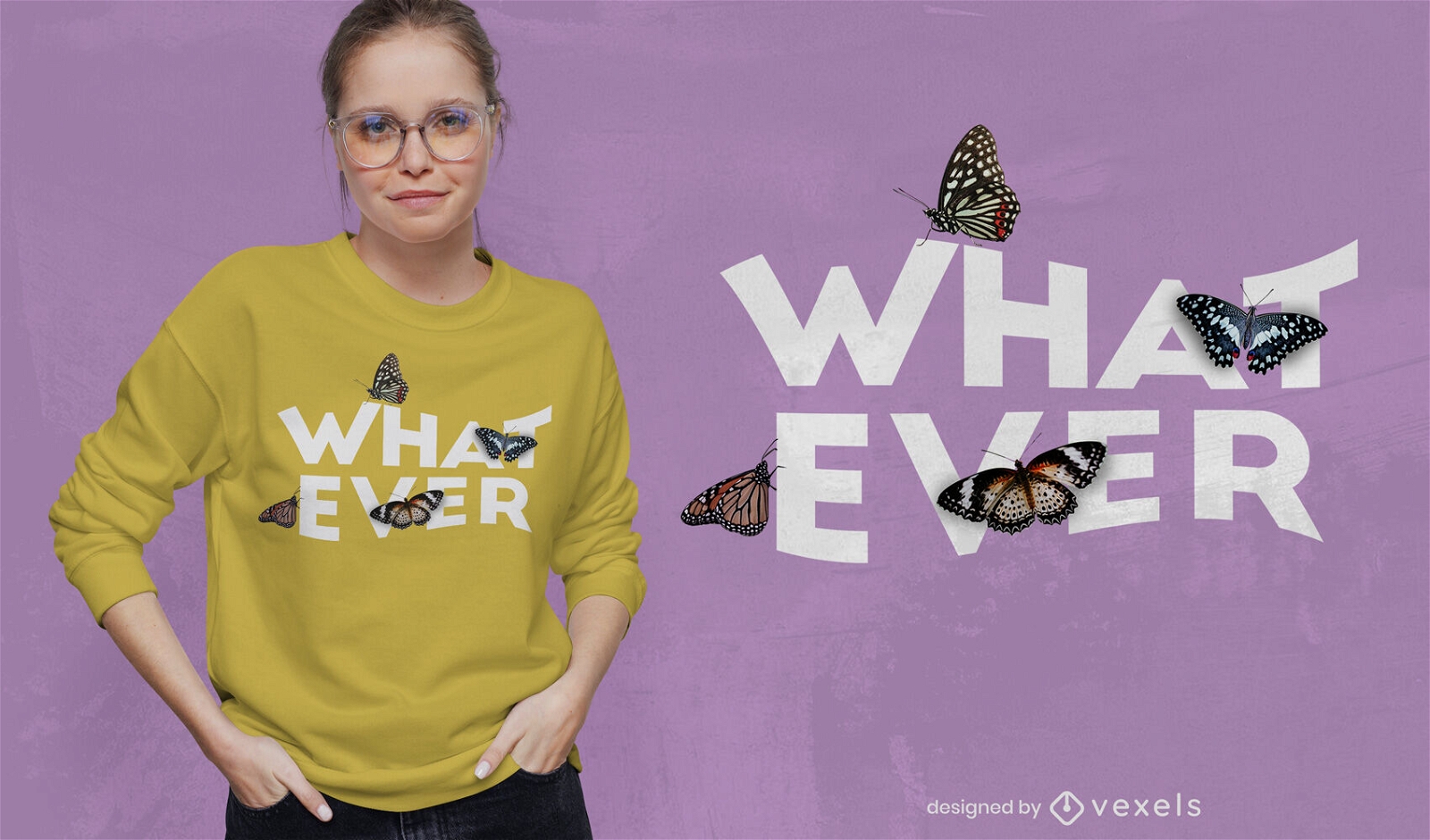 Was auch immer Schmetterlinge PSD T-Shirt Design