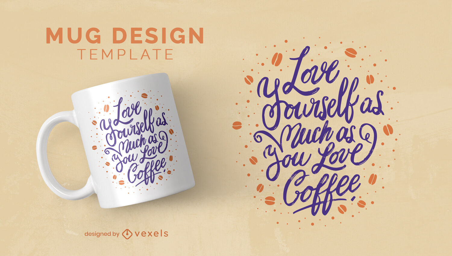 Plantilla de diseño de taza de amor propio de café