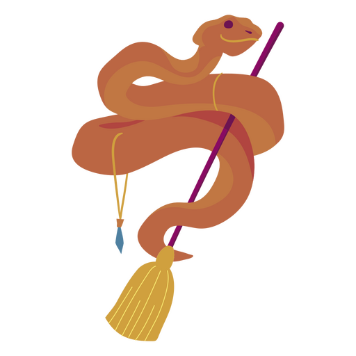 Snake and broom PNG Design