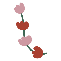 Flat flowers in a stem  PNG Design