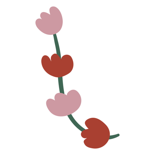 Flache Blüten in einem Stiel PNG-Design