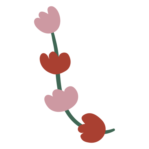 Flores planas em um caule Desenho PNG