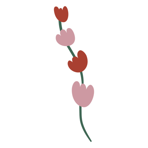 Tulpenblüten in einer Stängelwohnung PNG-Design