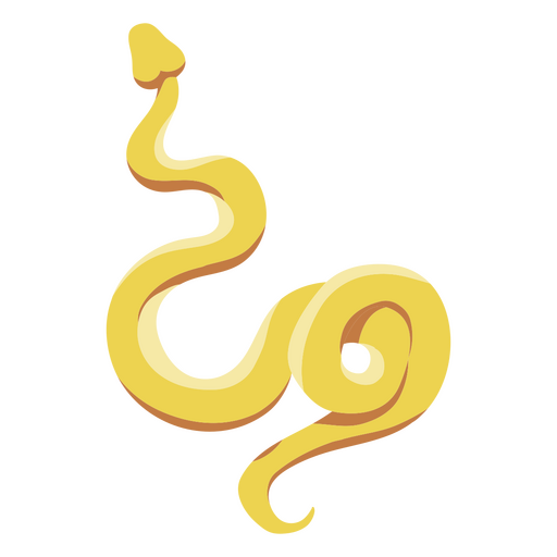 Yellow snake semi flat PNG Design