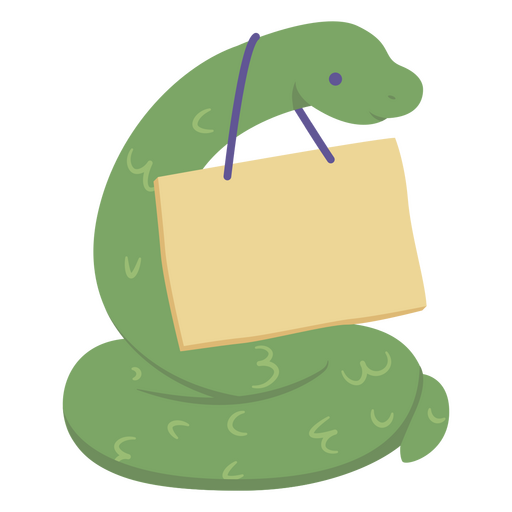 Serpiente verde con signo semi plano Diseño PNG