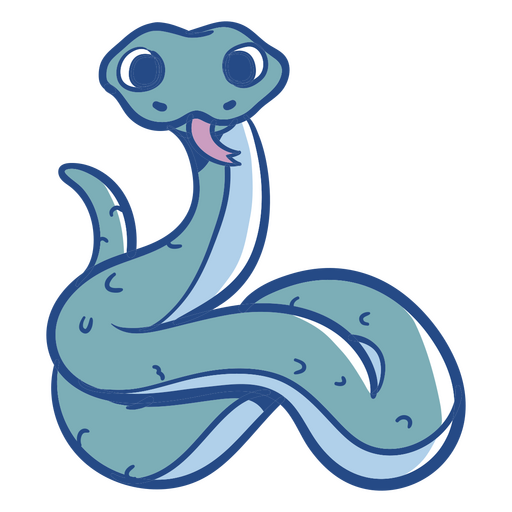 Funny blue snake color stroke PNG Design