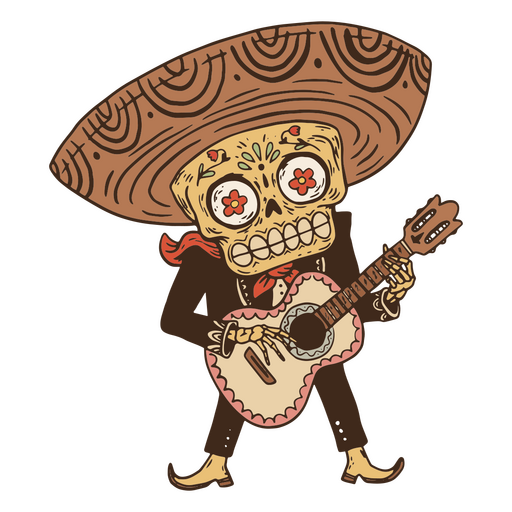 Day of the dead musician illustration PNG Design