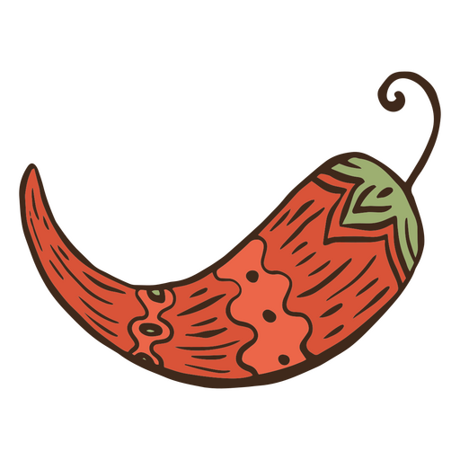 Trazo de color de pimiento picante del día de muertos. Diseño PNG