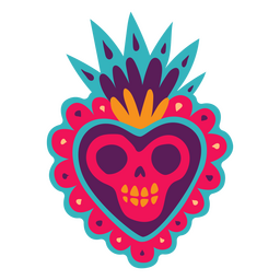 Day of the dead skull heart flat PNG Design Transparent PNG