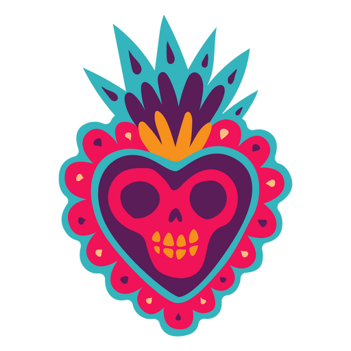Day of the dead skull heart flat PNG Design
