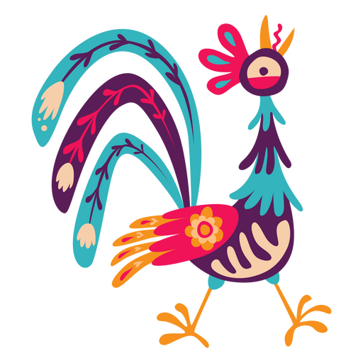 Day of the dead colorful chicken flat PNG Design