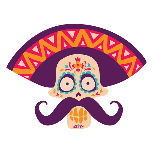 Day of the dead mexican skull flat PNG Design