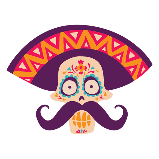 Dia do crânio mexicano morto plano Desenho PNG