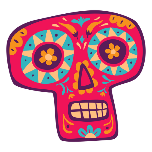 Day of the dead pink skull flat PNG Design