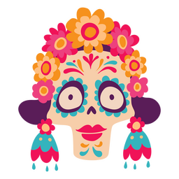 Day of the dead floral skull flat PNG Design