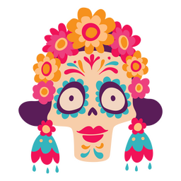 Dia do crânio floral morto plano Desenho PNG