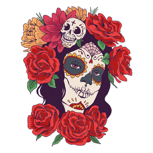 月乃カエル　Skull in the Flowers Skull With Flowers